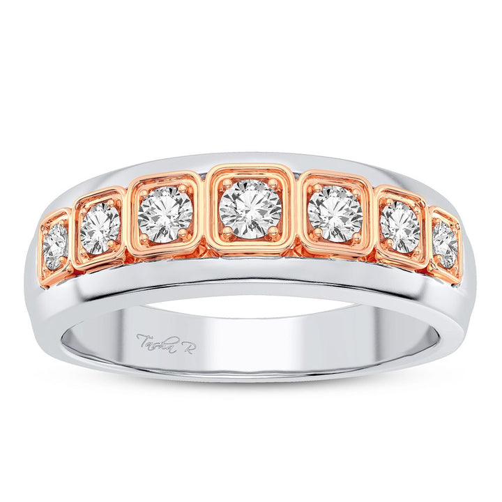 Sophisticated 14K White Gold Lab Diamond Mens Statement Ring