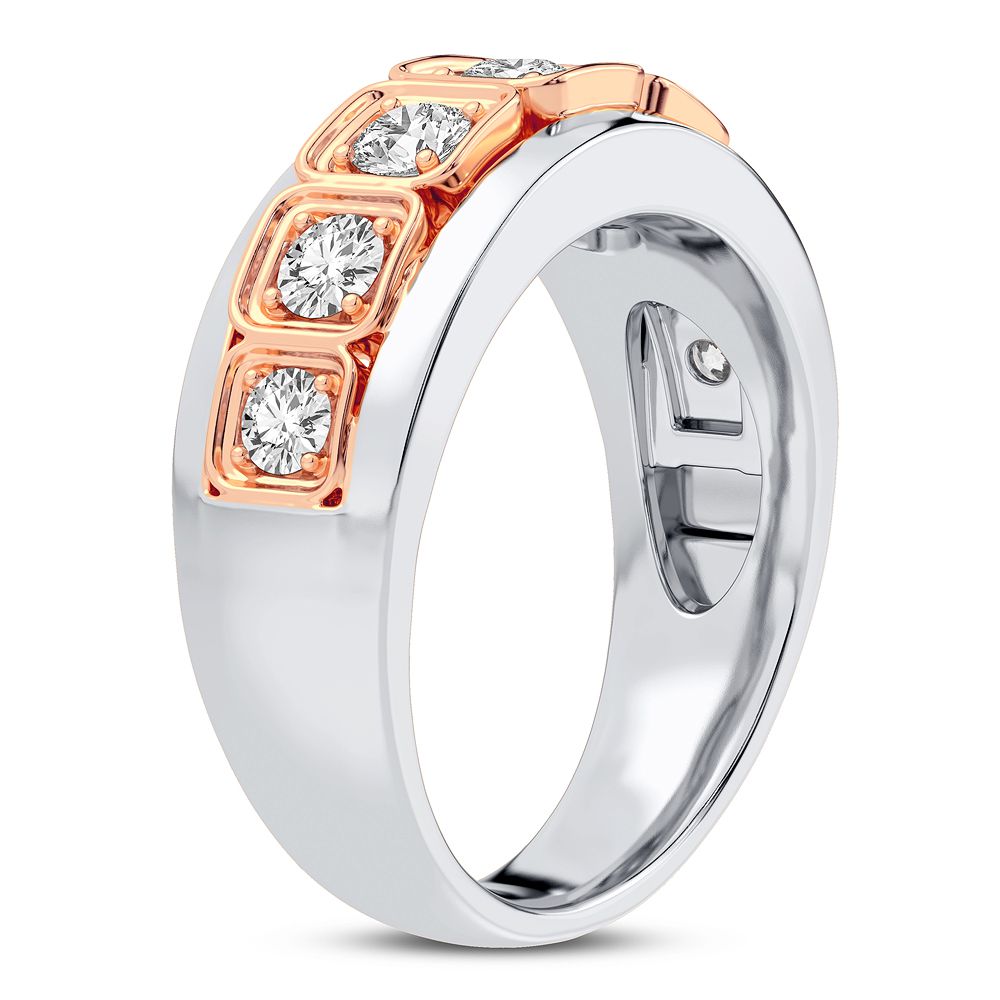 Refined 14K White Gold Lab Diamond Mens Signature Ring