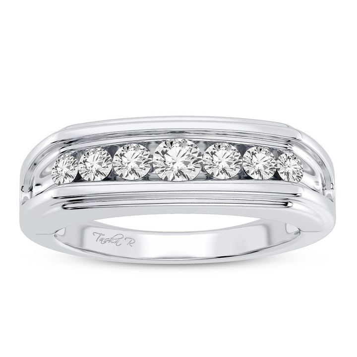 Sophisticated 14K White Gold Lab Diamond Mens Statement Ring