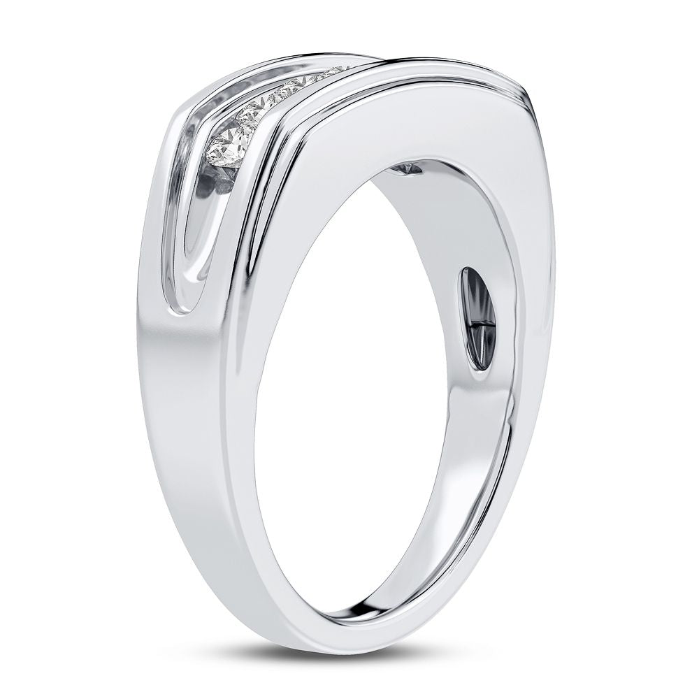 Sophisticated 14K White Gold Lab Diamond Mens Statement Ring