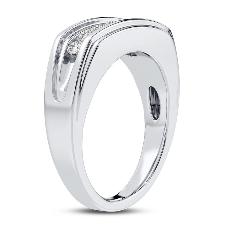 Sophisticated 14K White Gold Lab Diamond Mens Statement Ring