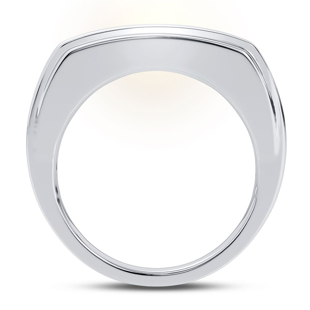 Sophisticated 14K White Gold Lab Diamond Mens Statement Ring