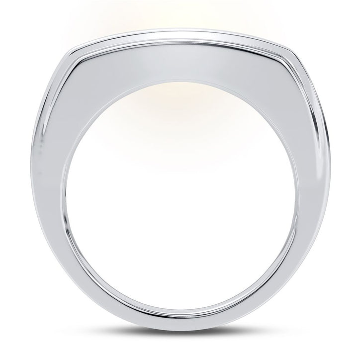Sophisticated 14K White Gold Lab Diamond Mens Statement Ring