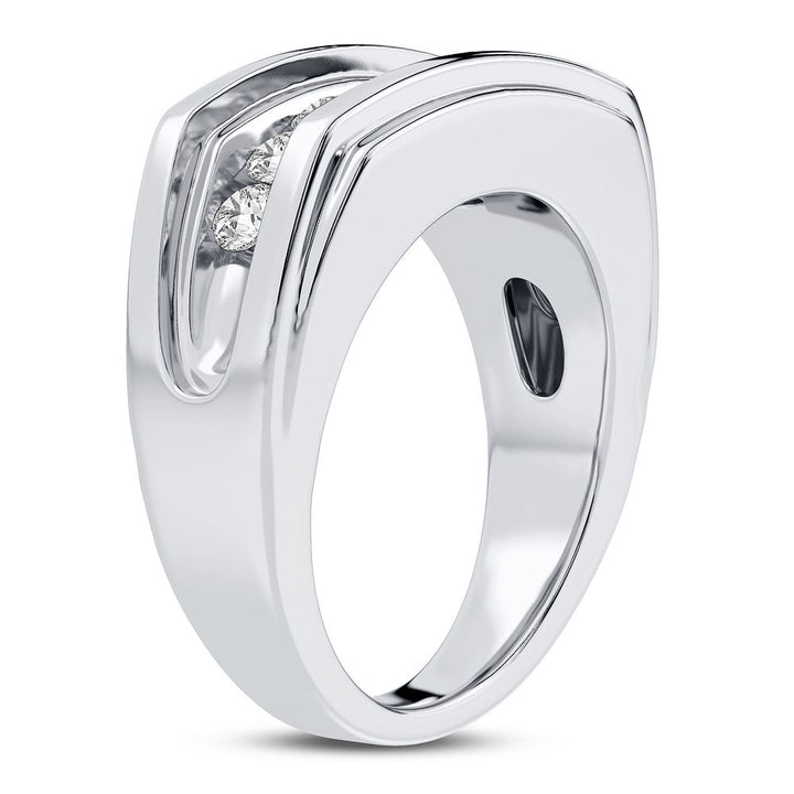 14K White Gold 1.00CT Lab Diamond Mens Signature Ring