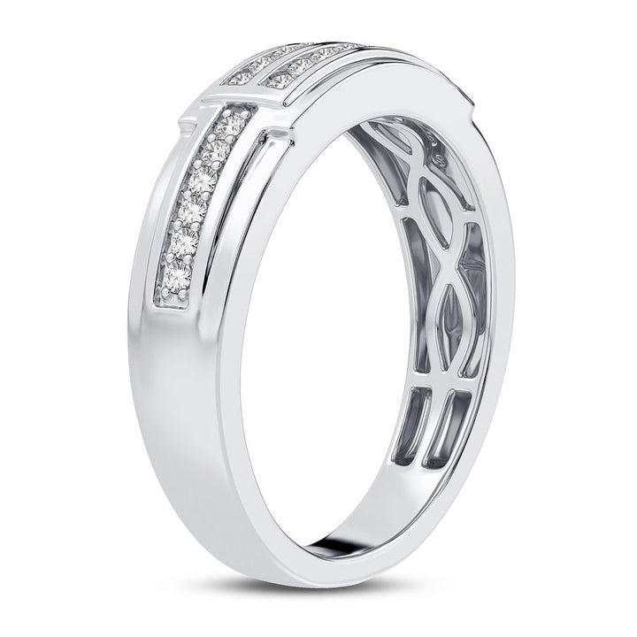 10K White Gold Lab Diamond Mens Statement Ring
