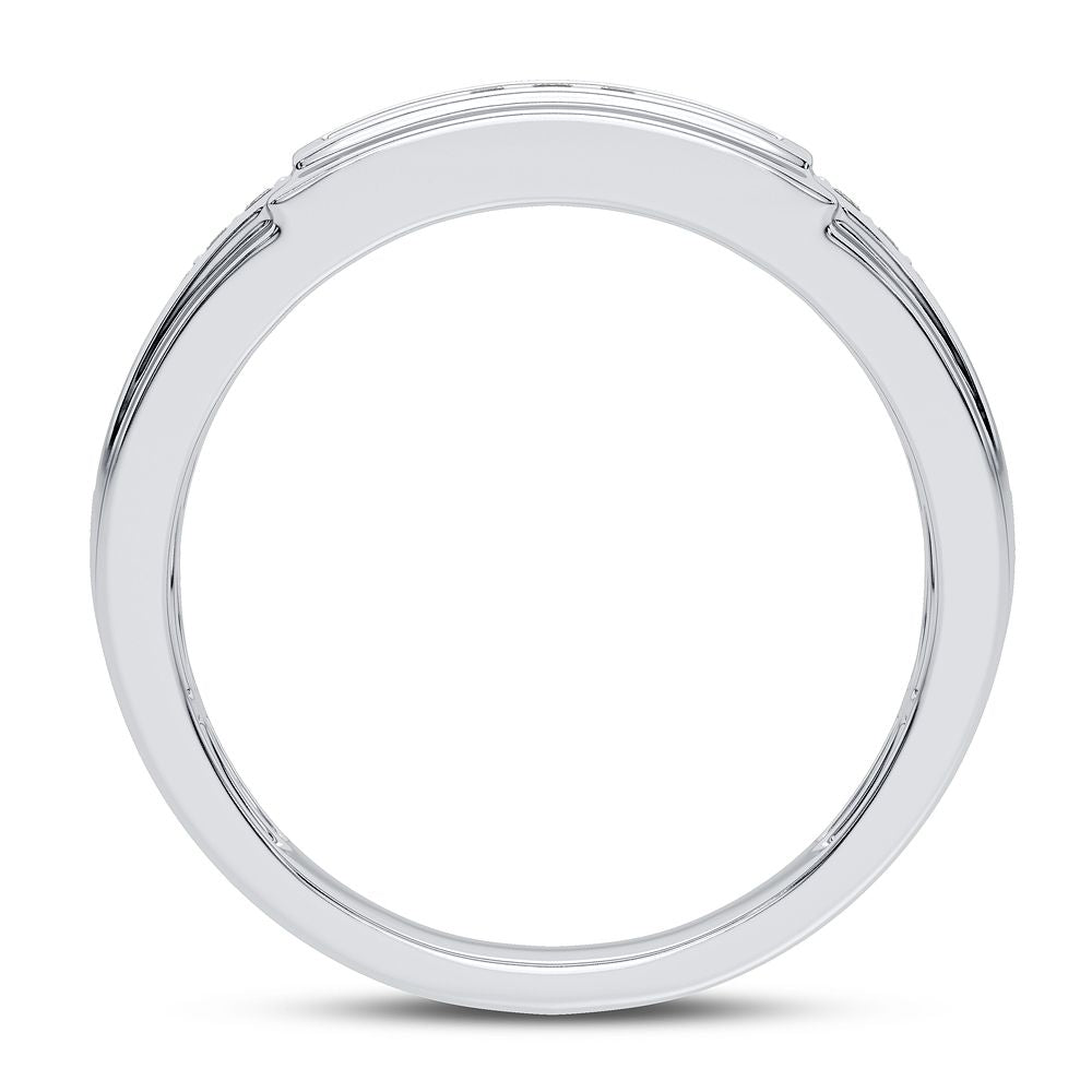 10K White Gold Lab Diamond Mens Statement Ring