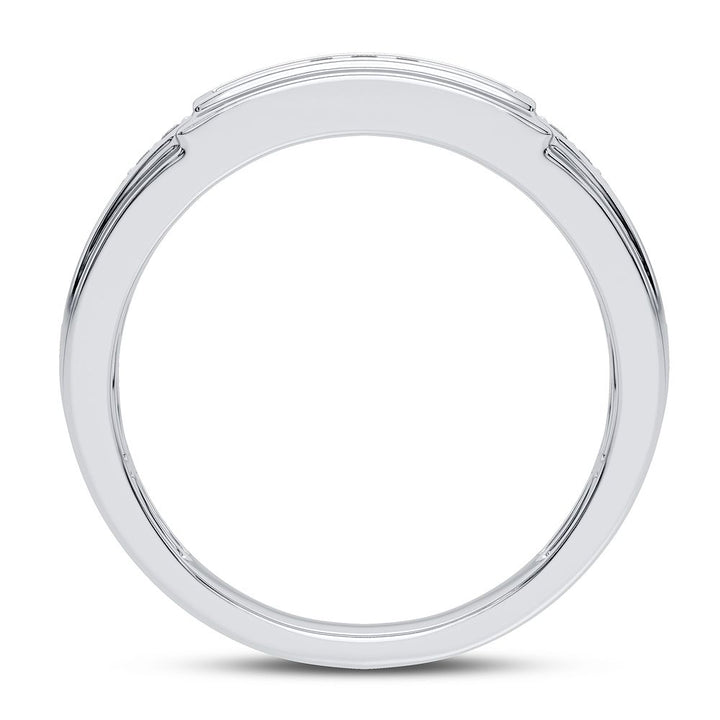 10K White Gold Lab Diamond Mens Statement Ring