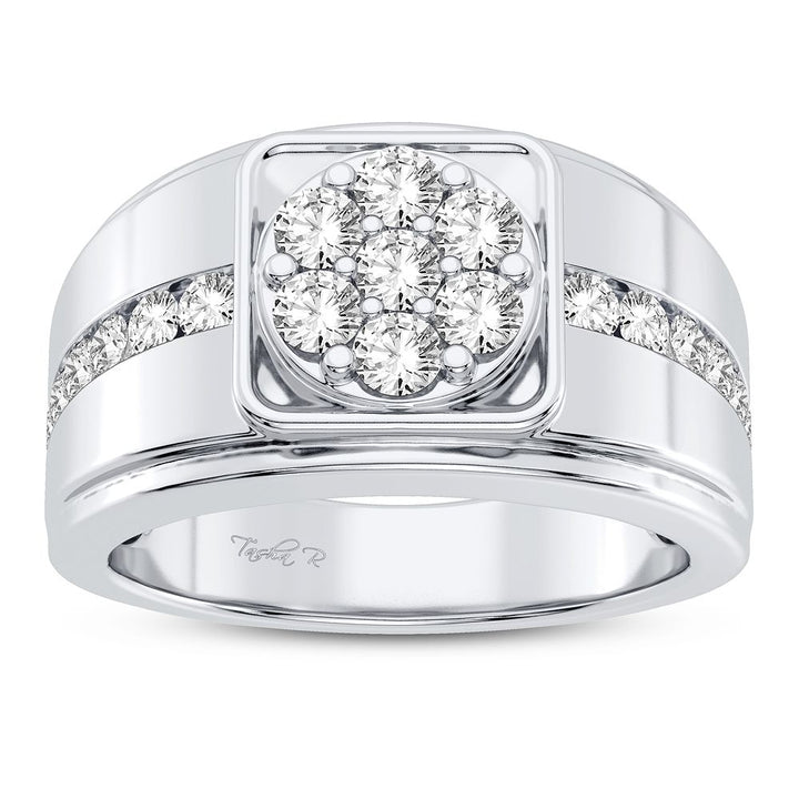 Refined 14K White Gold Lab Diamond Mens Signature Ring