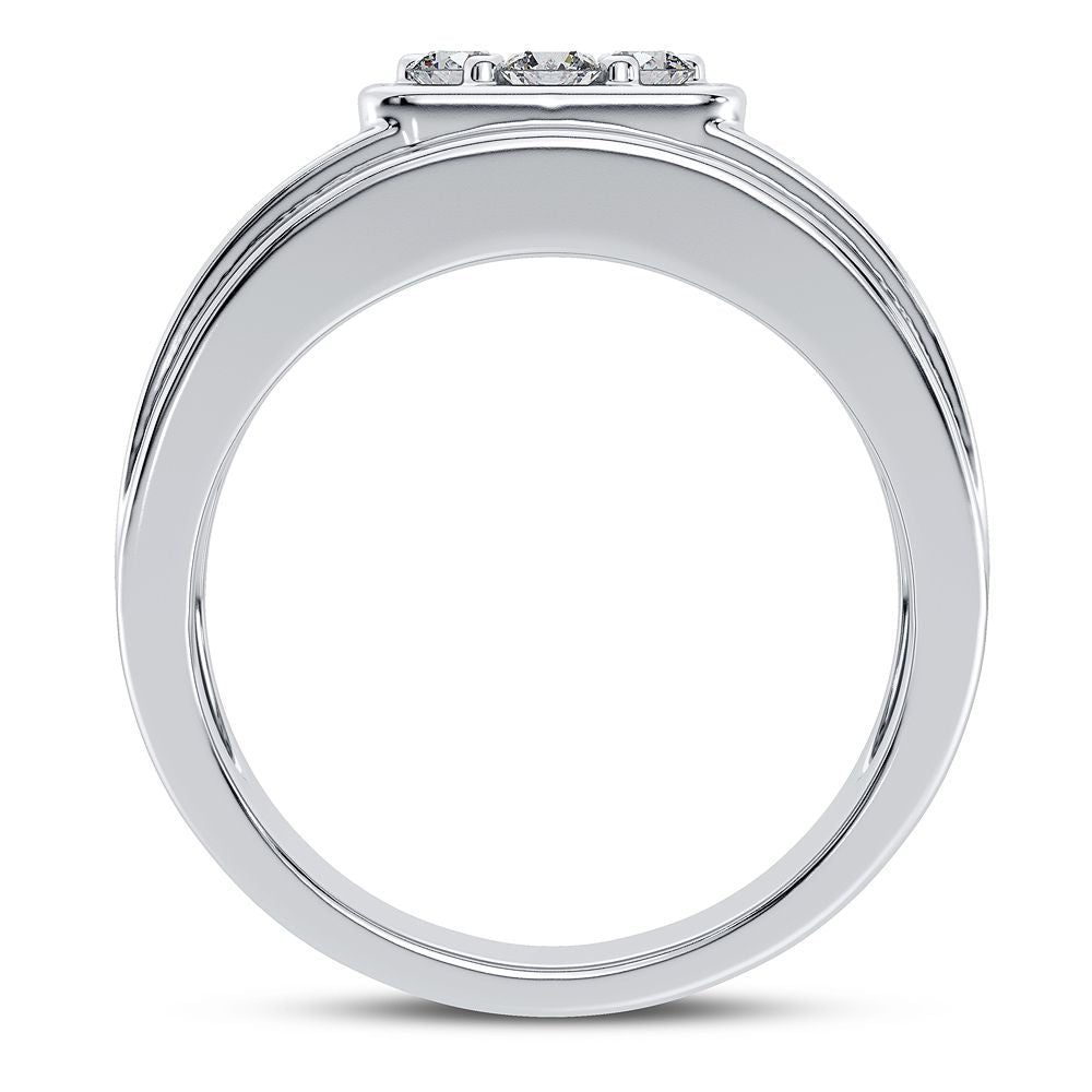 Refined 14K White Gold Lab Diamond Mens Signature Ring