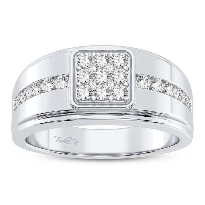 Modern 14K White Gold 0.50CT Lab Diamond Mens Band