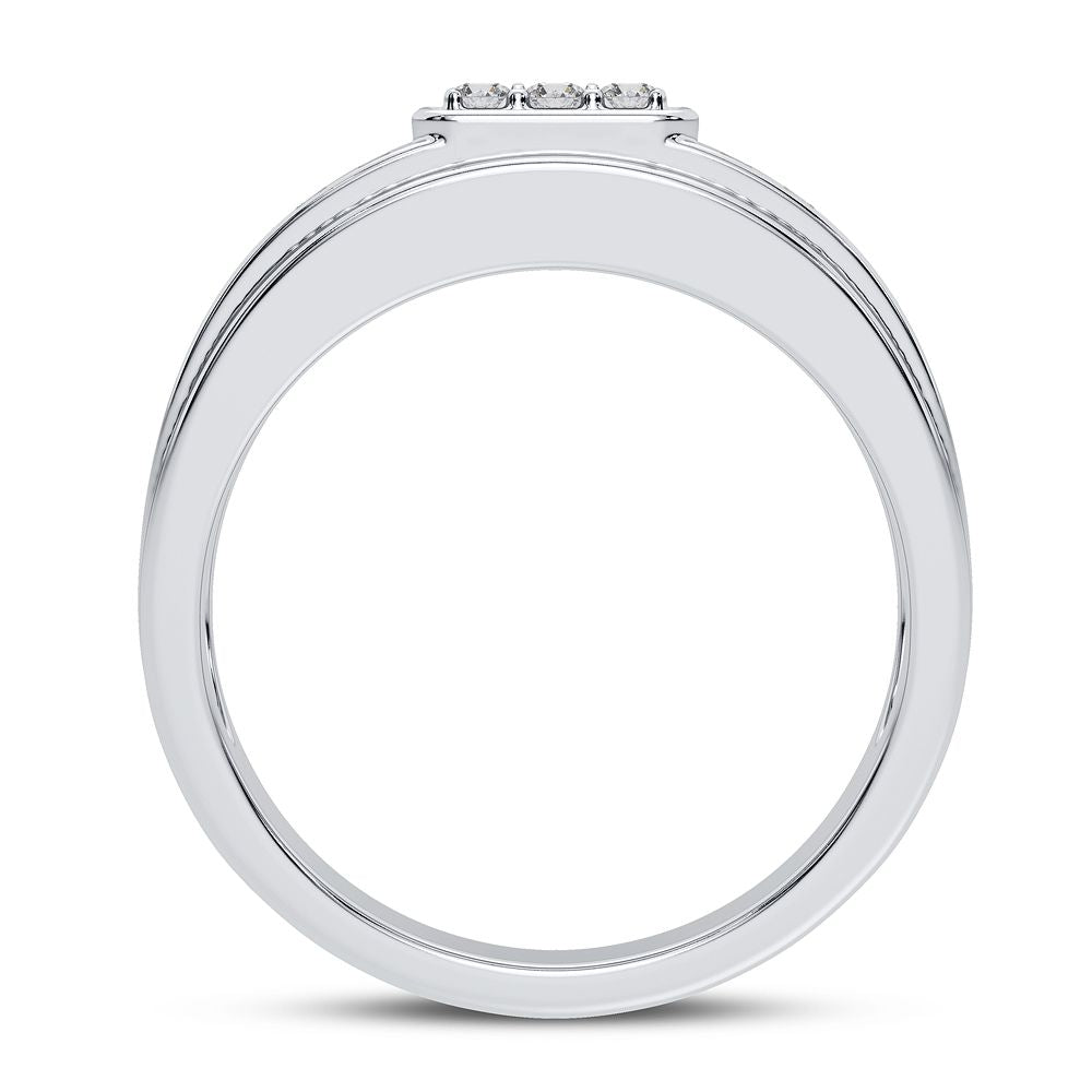Modern 14K White Gold 0.50CT Lab Diamond Mens Band