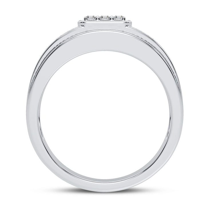 Modern 14K White Gold 0.50CT Lab Diamond Mens Band