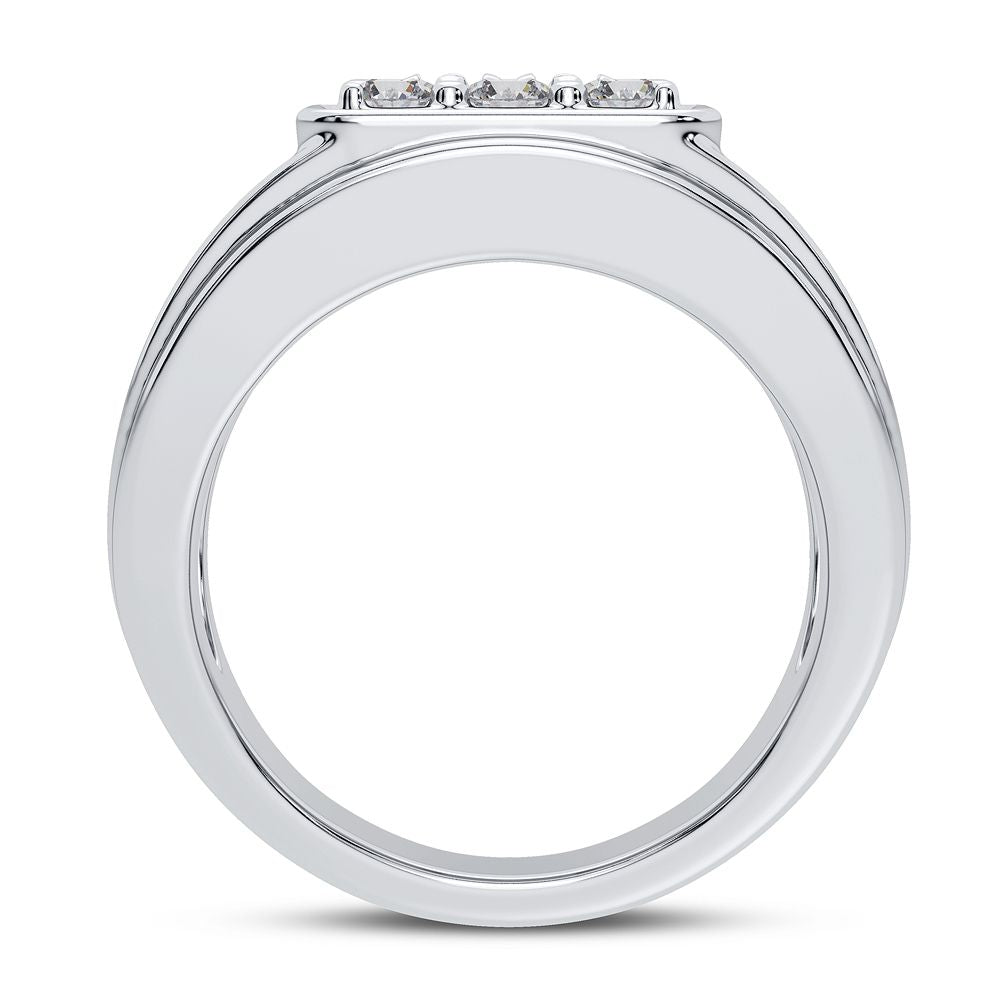 14K White Gold Lab Diamond Mens Statement Ring