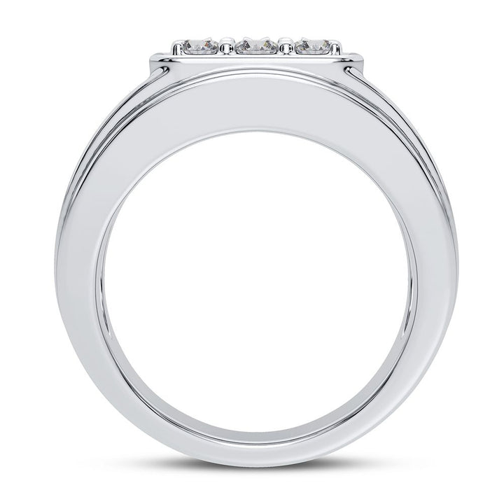 14K White Gold Lab Diamond Mens Statement Ring