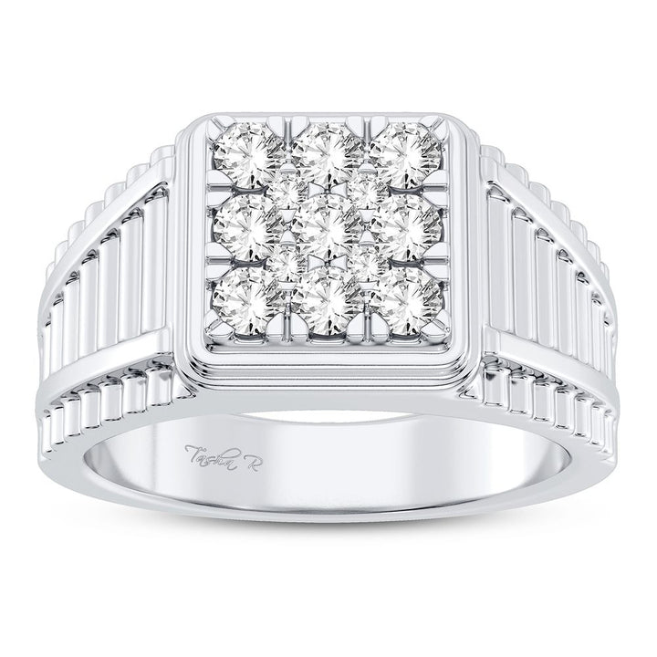 14K White Gold Lab Diamond Mens Signature Ring