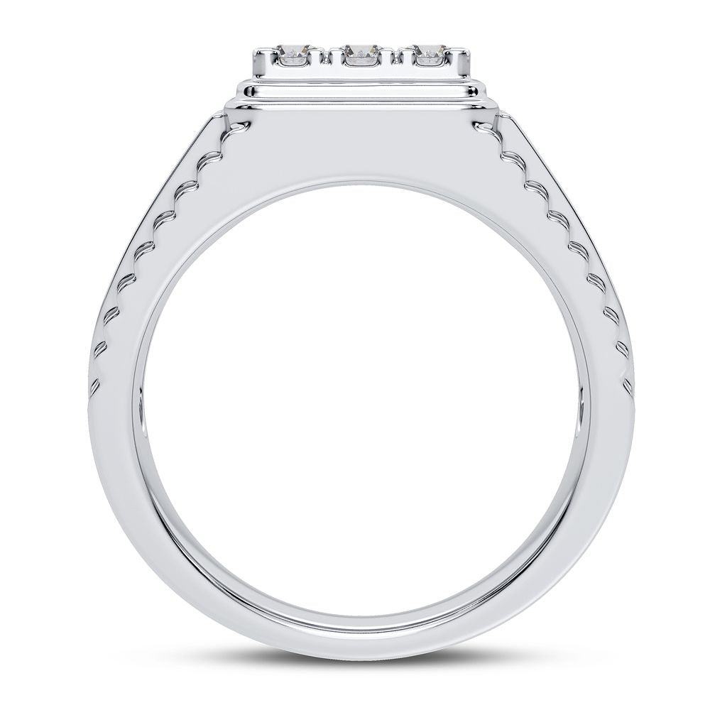 14K White Gold Lab Diamond Mens Signature Ring