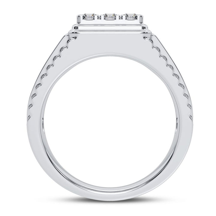 14K White Gold Lab Diamond Mens Signature Ring
