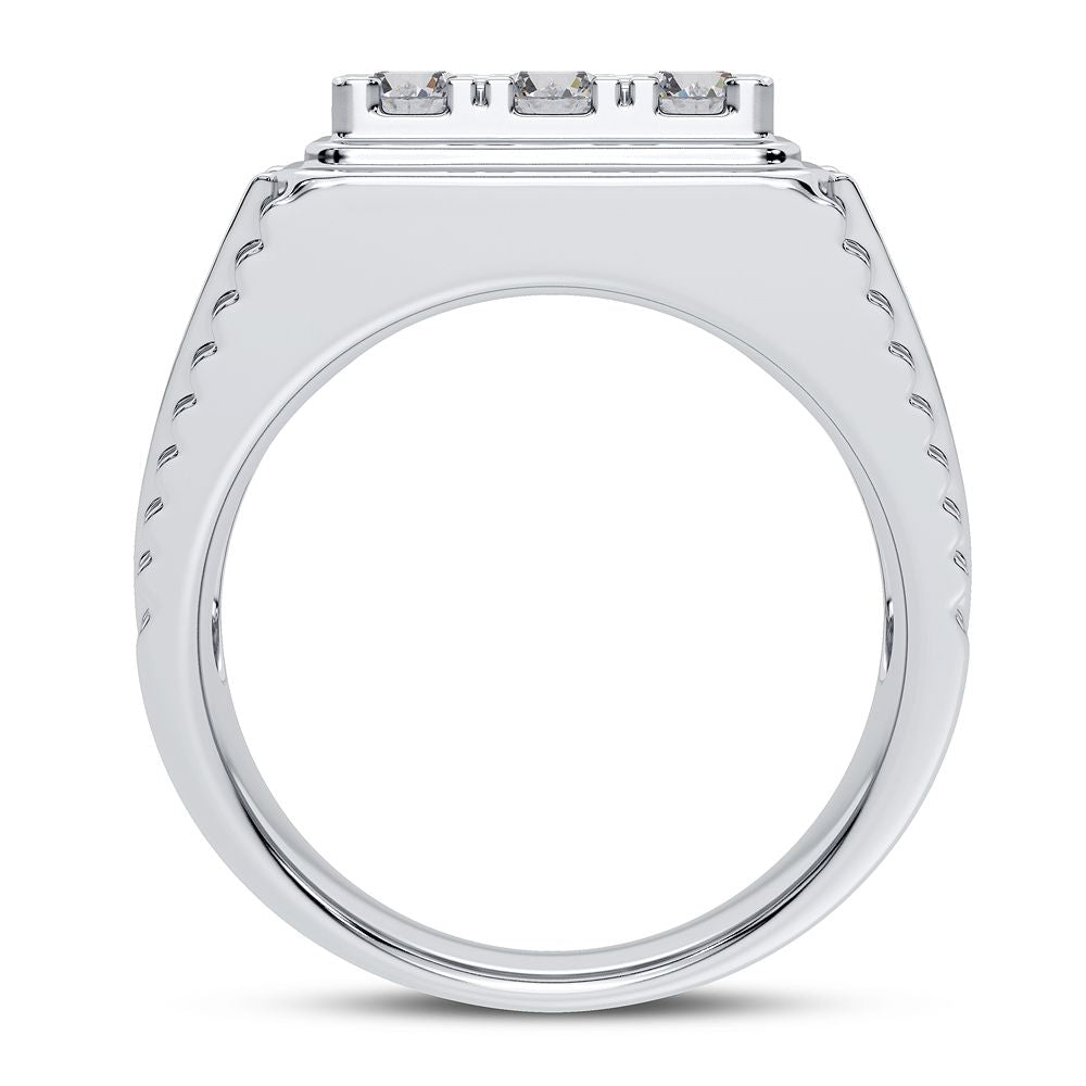 Bold 14K White Gold 2CT Lab Diamond Mens Statement Ring