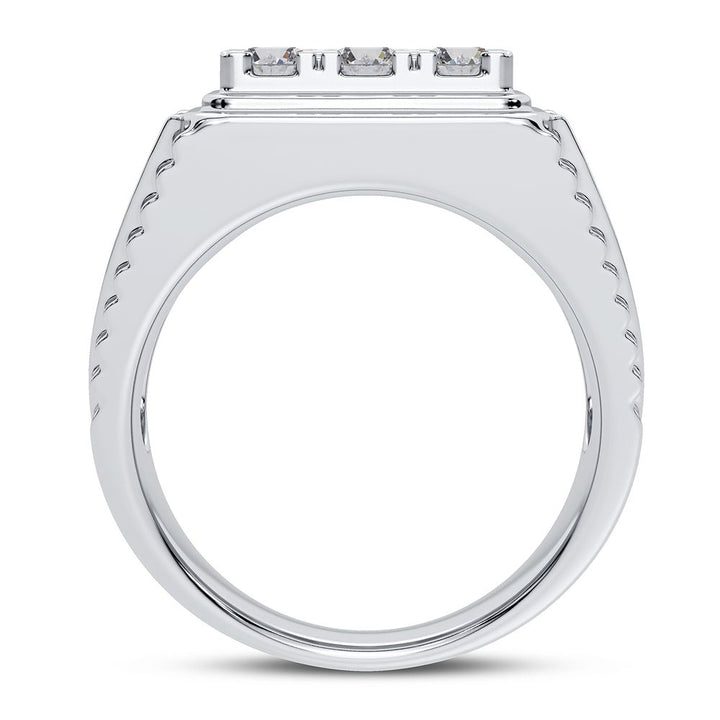 Bold 14K White Gold 2CT Lab Diamond Mens Statement Ring