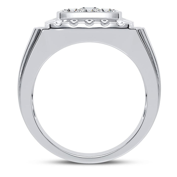 Brilliant 14K White Gold Lab Diamond Mens Statement Ring