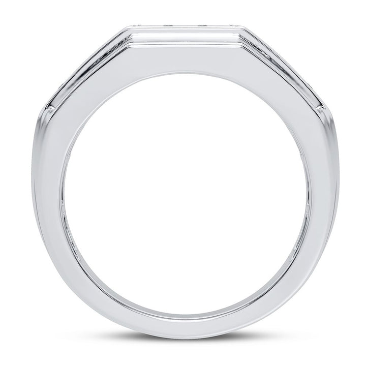 Bold 14K White Gold 1CT Lab Diamond Mens Luxury Band