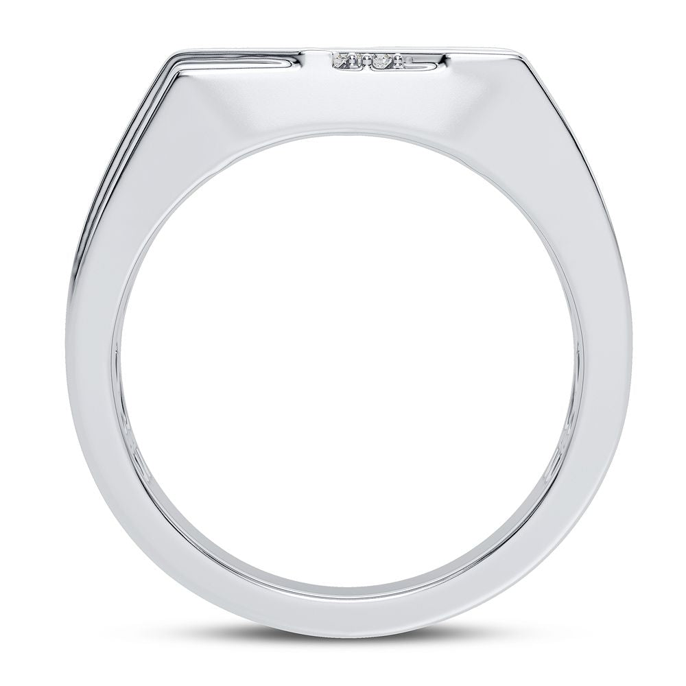 14K White Gold Lab Diamond Mens Statement Ring