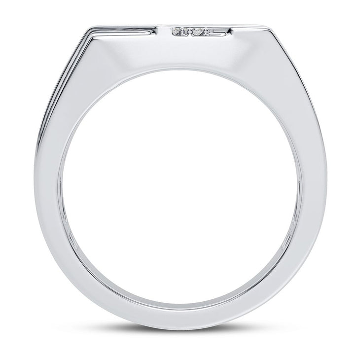 14K White Gold Lab Diamond Mens Statement Ring