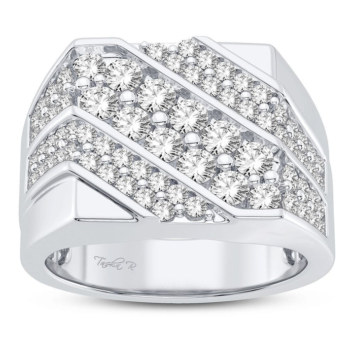 Refined 14K White Gold Lab Diamond Mens Signature Ring