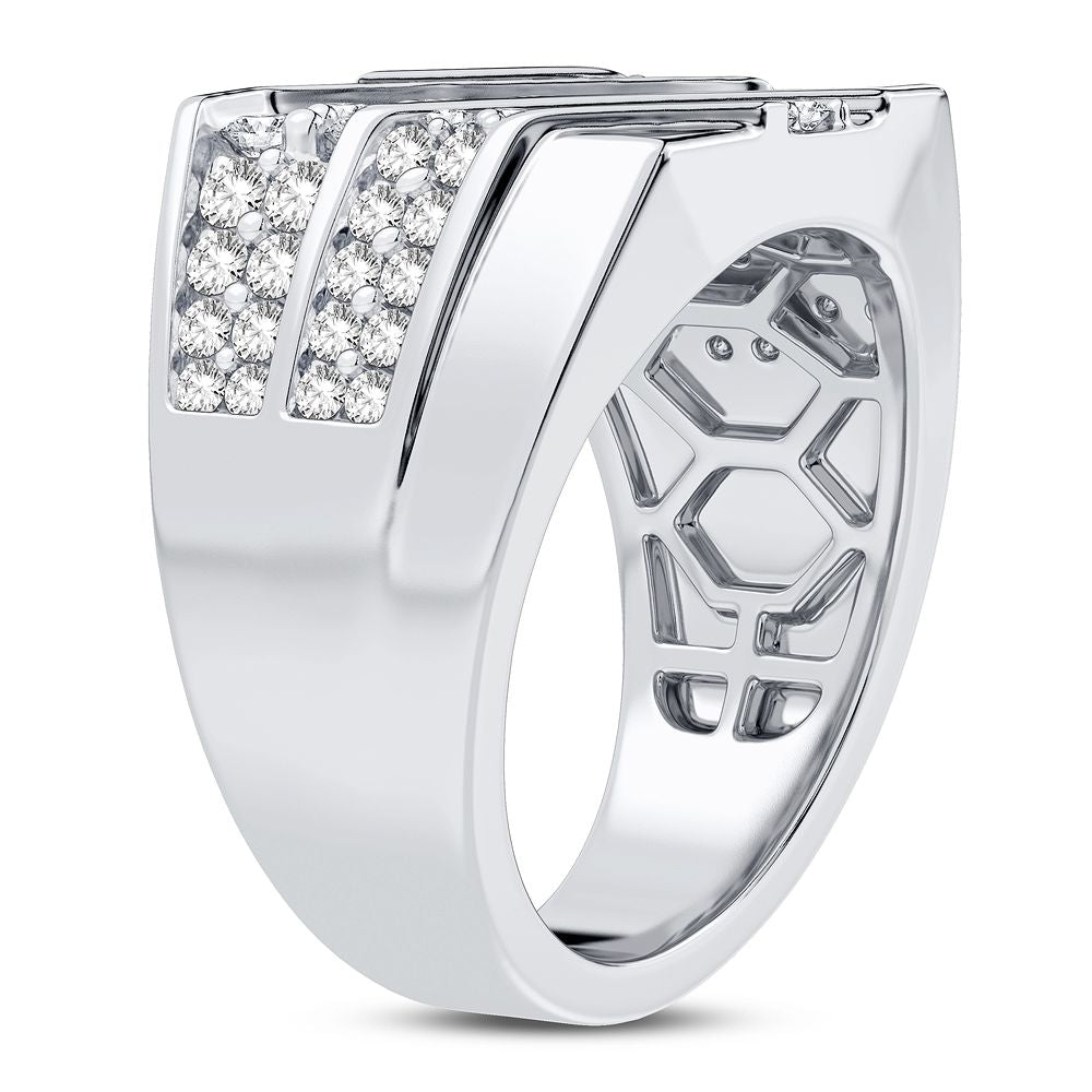 Refined 14K White Gold Lab Diamond Mens Signature Ring