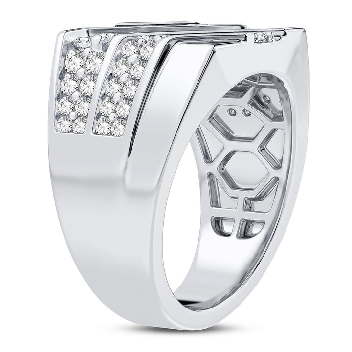 Refined 14K White Gold Lab Diamond Mens Signature Ring