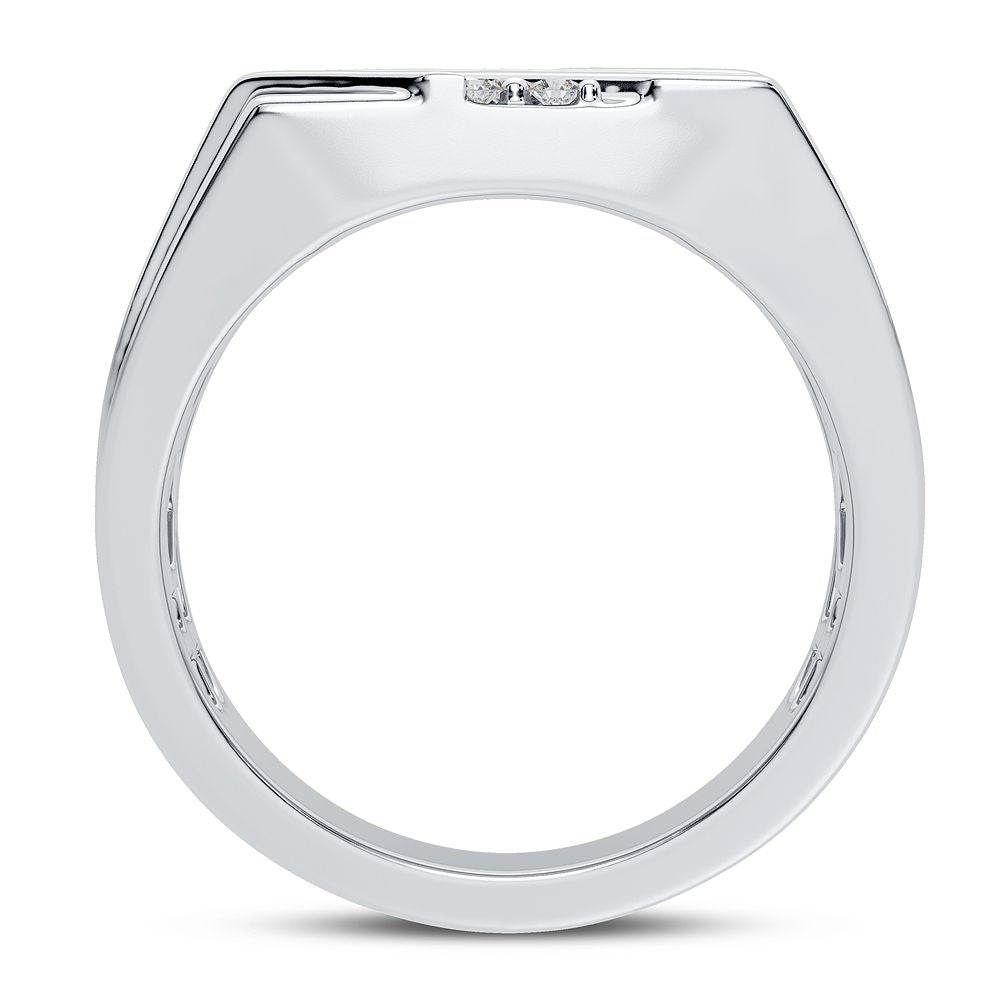 Refined 14K White Gold Lab Diamond Mens Signature Ring