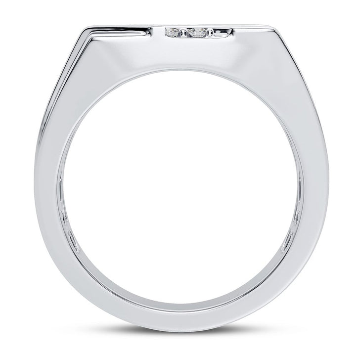 Refined 14K White Gold Lab Diamond Mens Signature Ring