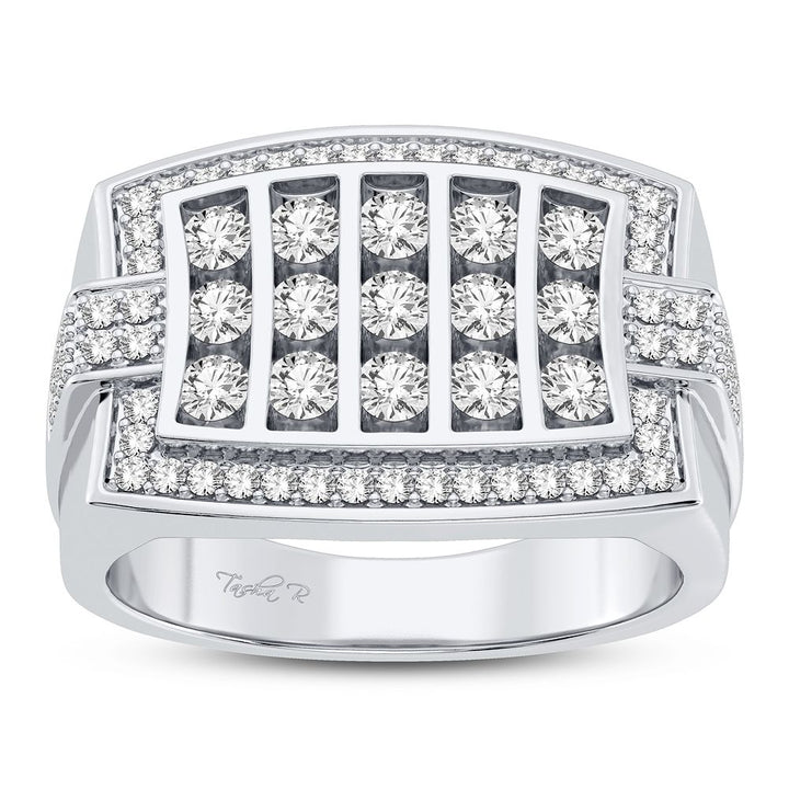 Refined 14K White Gold 1CT Lab Diamond Mens Statement Ring