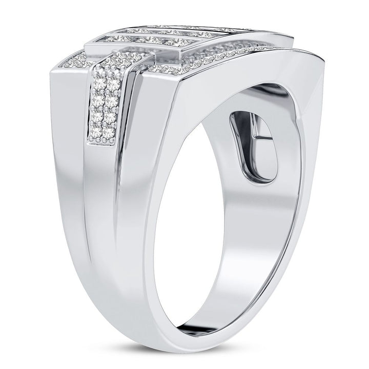 Refined 14K White Gold 1CT Lab Diamond Mens Statement Ring