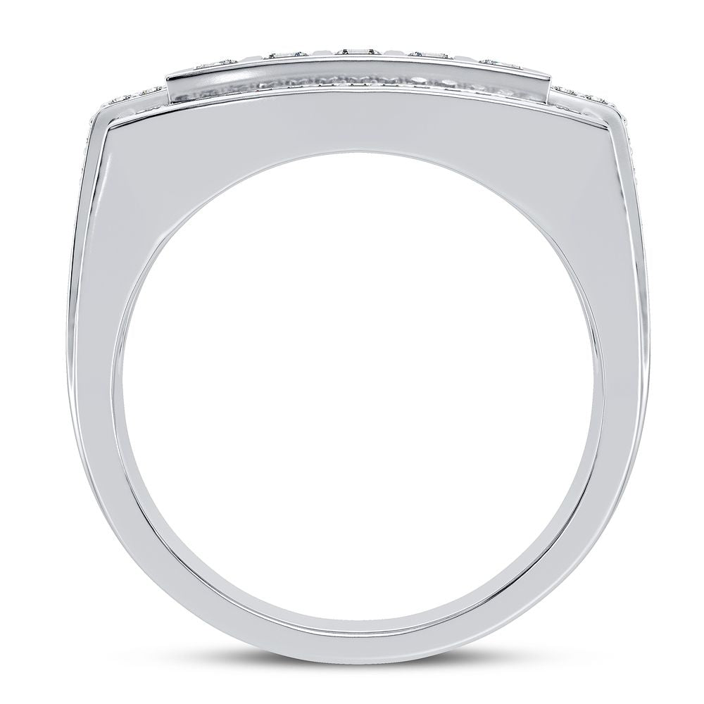 Refined 14K White Gold 1CT Lab Diamond Mens Statement Ring
