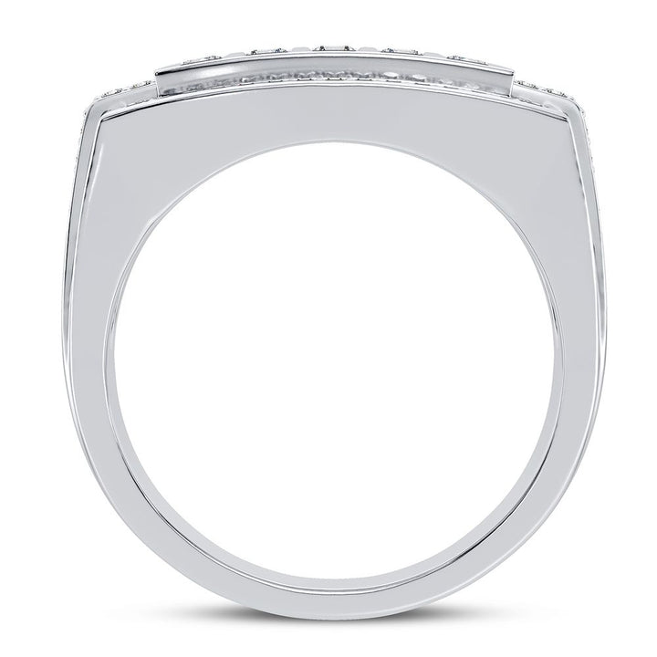 Refined 14K White Gold 1CT Lab Diamond Mens Statement Ring