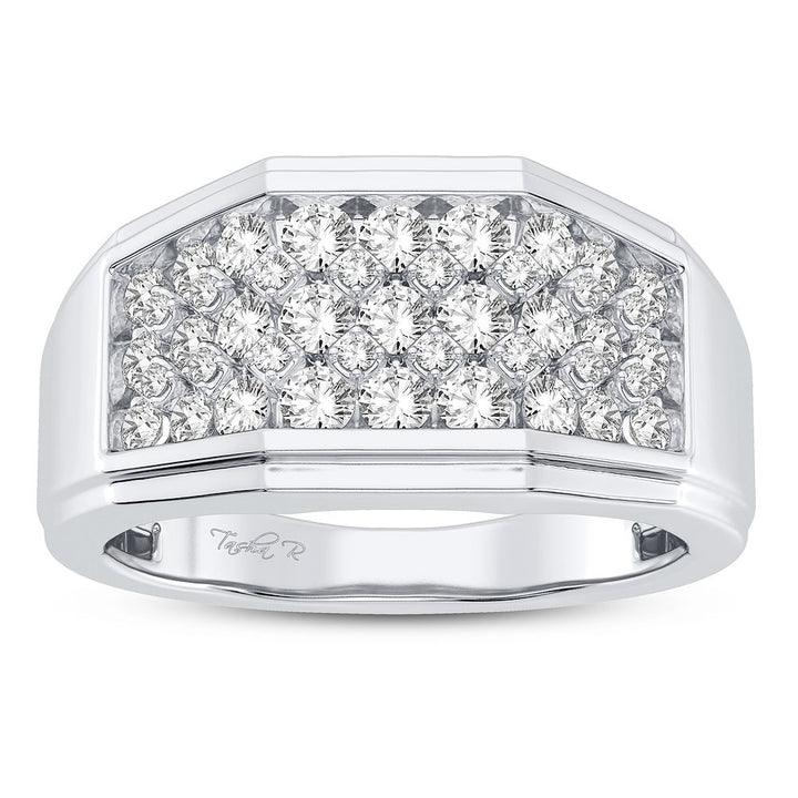 Refined 14K White Gold Lab Diamond Mens Signature Ring