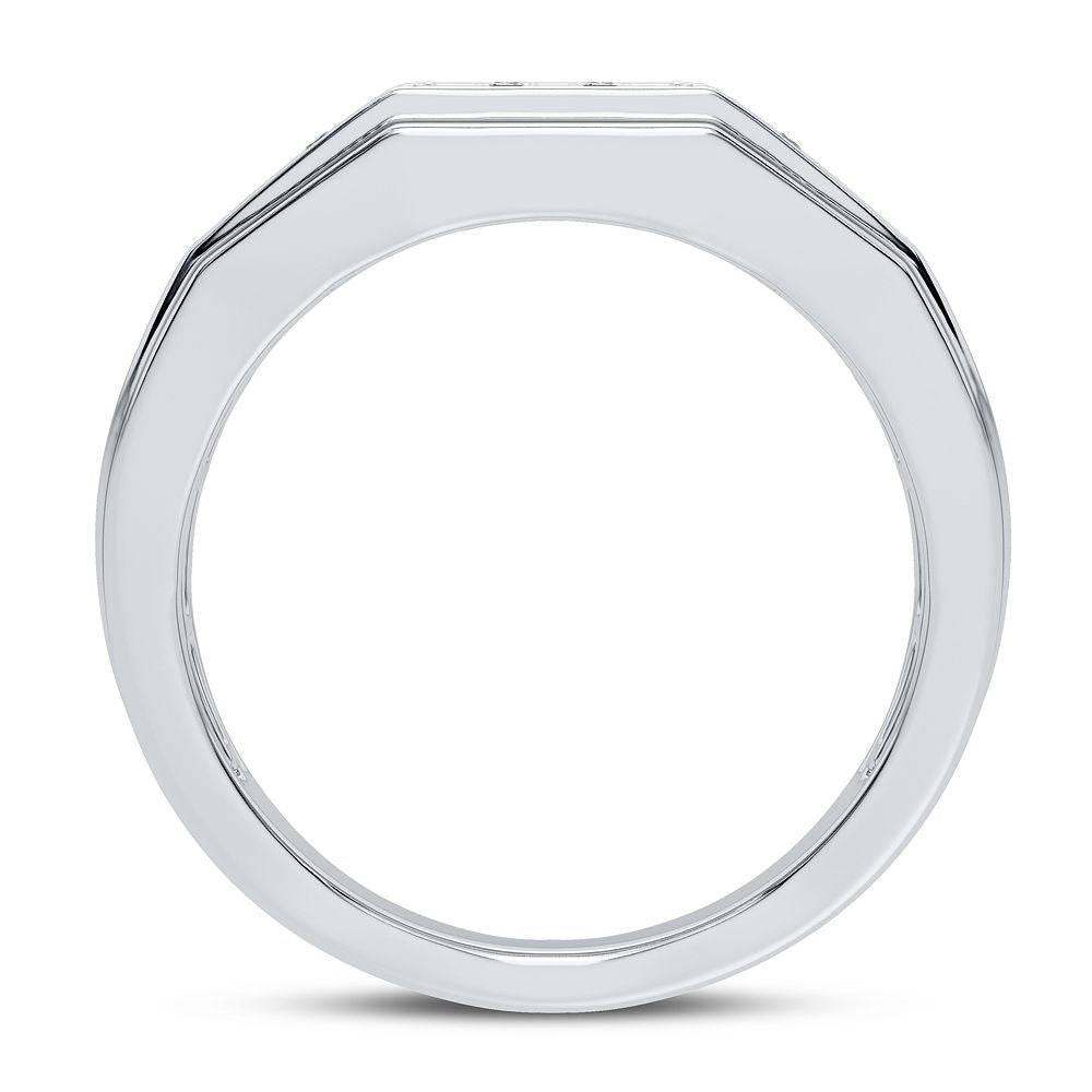 Refined 14K White Gold Lab Diamond Mens Signature Ring