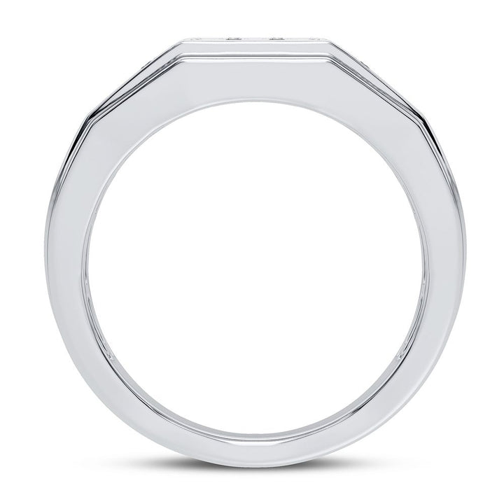 Refined 14K White Gold Lab Diamond Mens Signature Ring