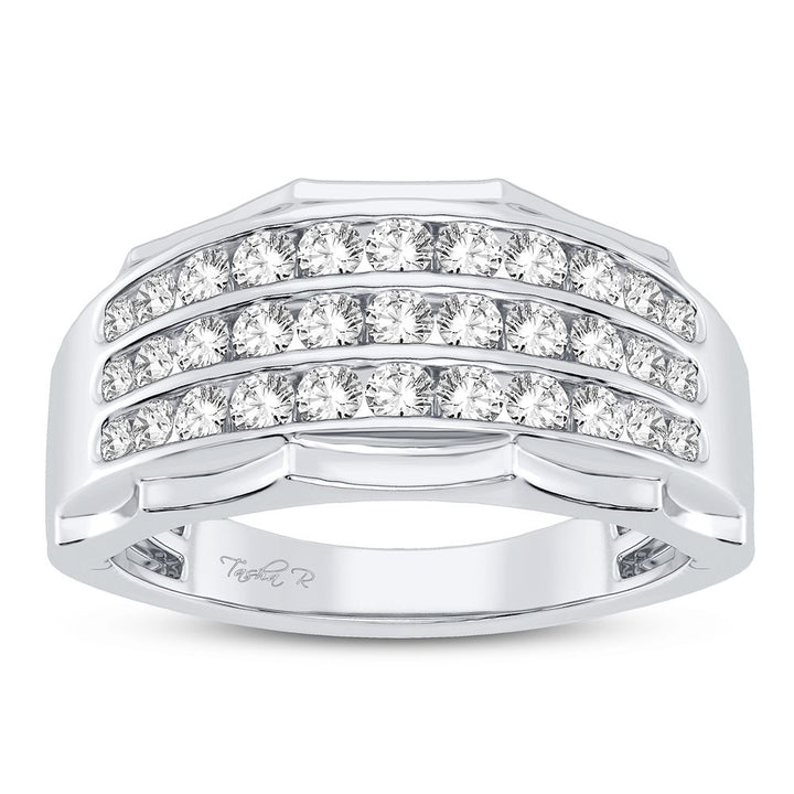 14K White Gold 1CT Lab Diamond Mens Luxury Band Ring