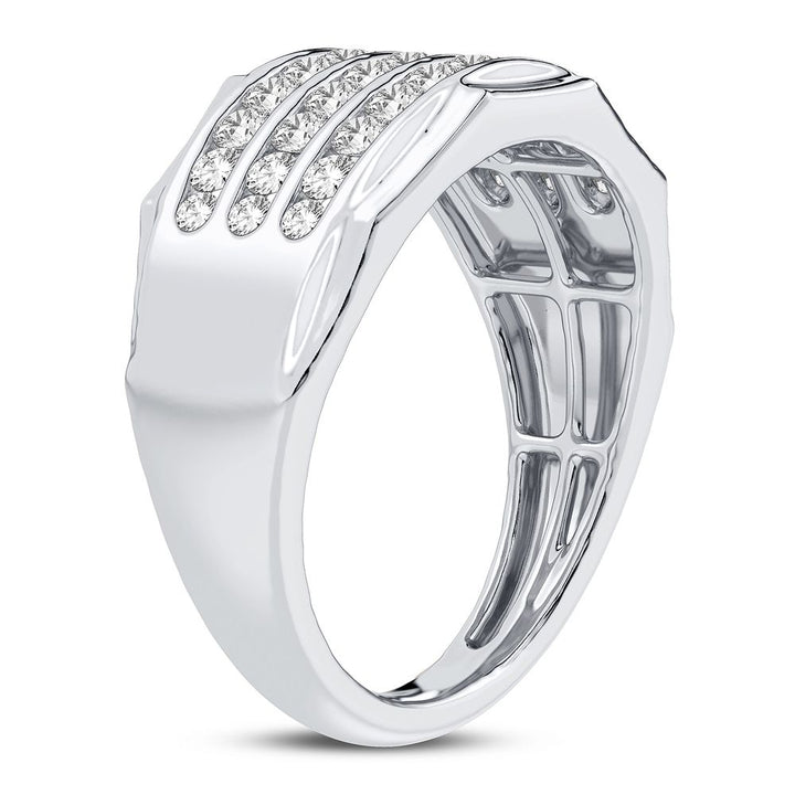 14K White Gold 1CT Lab Diamond Mens Luxury Band Ring