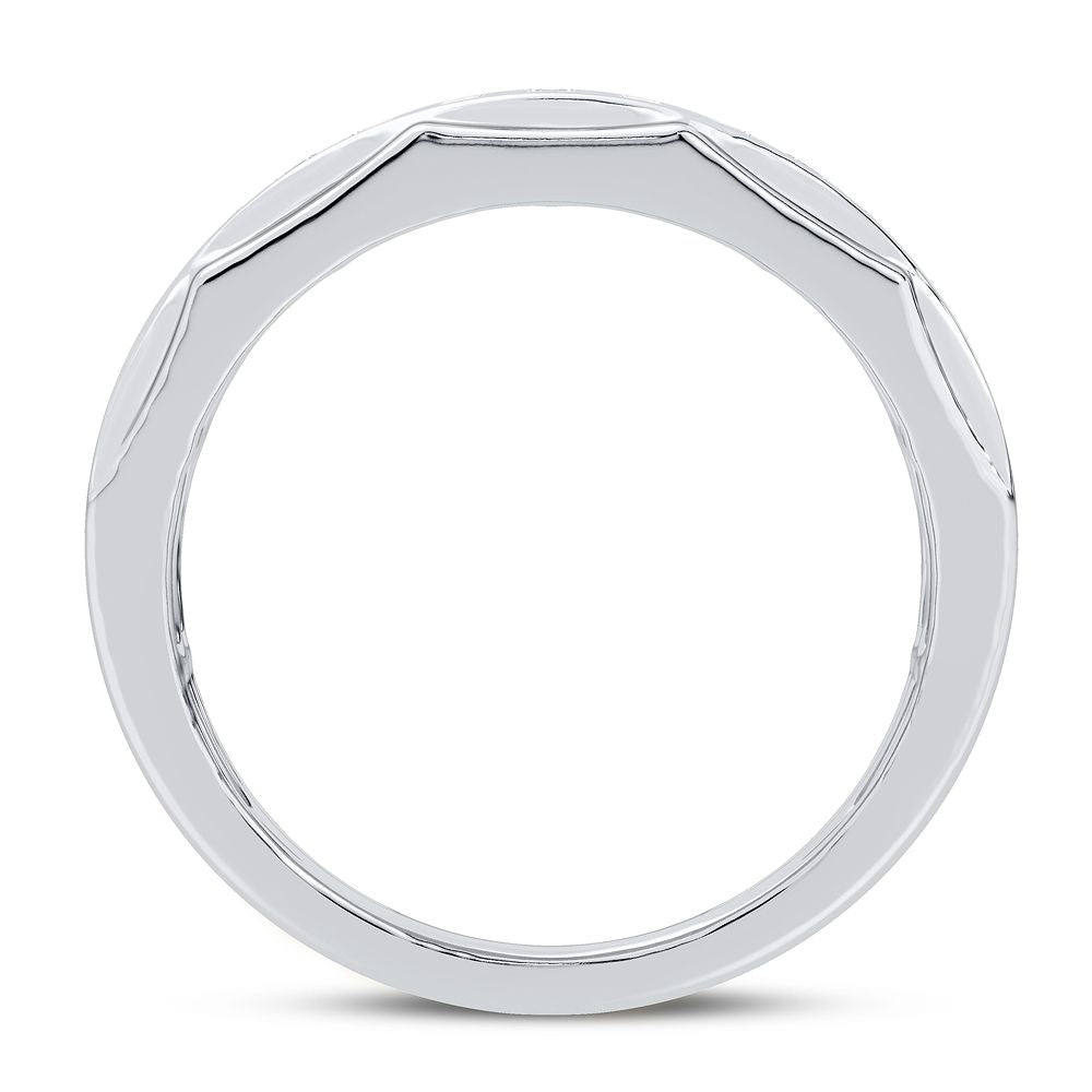 14K White Gold 1CT Lab Diamond Mens Luxury Band Ring
