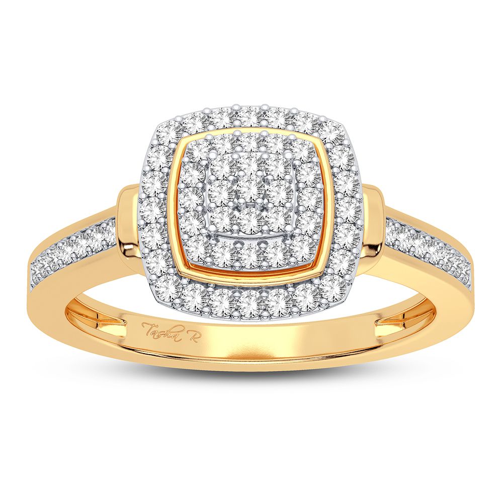 Chic 10k Yellow Gold Lab Diamond Womens Fashion Ring