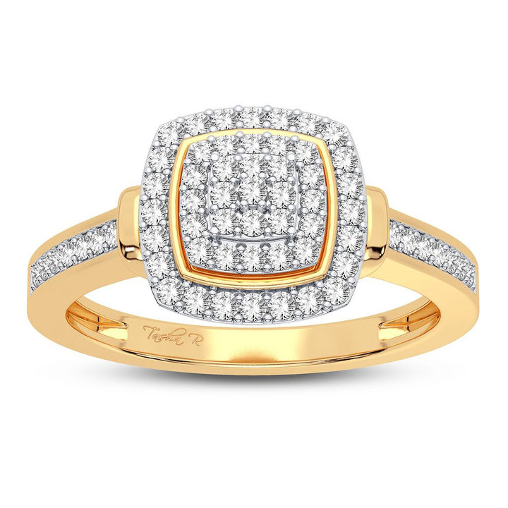 Chic 10k Yellow Gold Lab Diamond Womens Fashion Ring