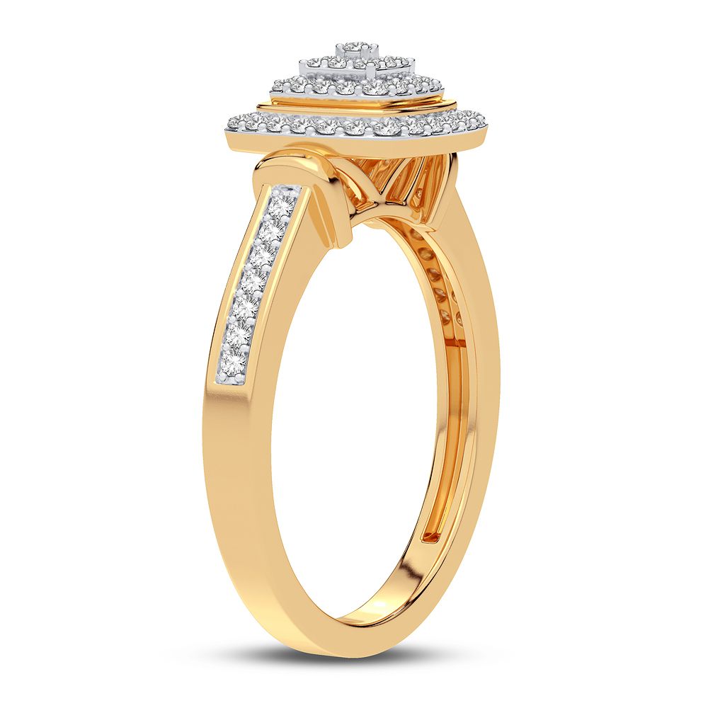 Chic 10k Yellow Gold Lab Diamond Womens Fashion Ring