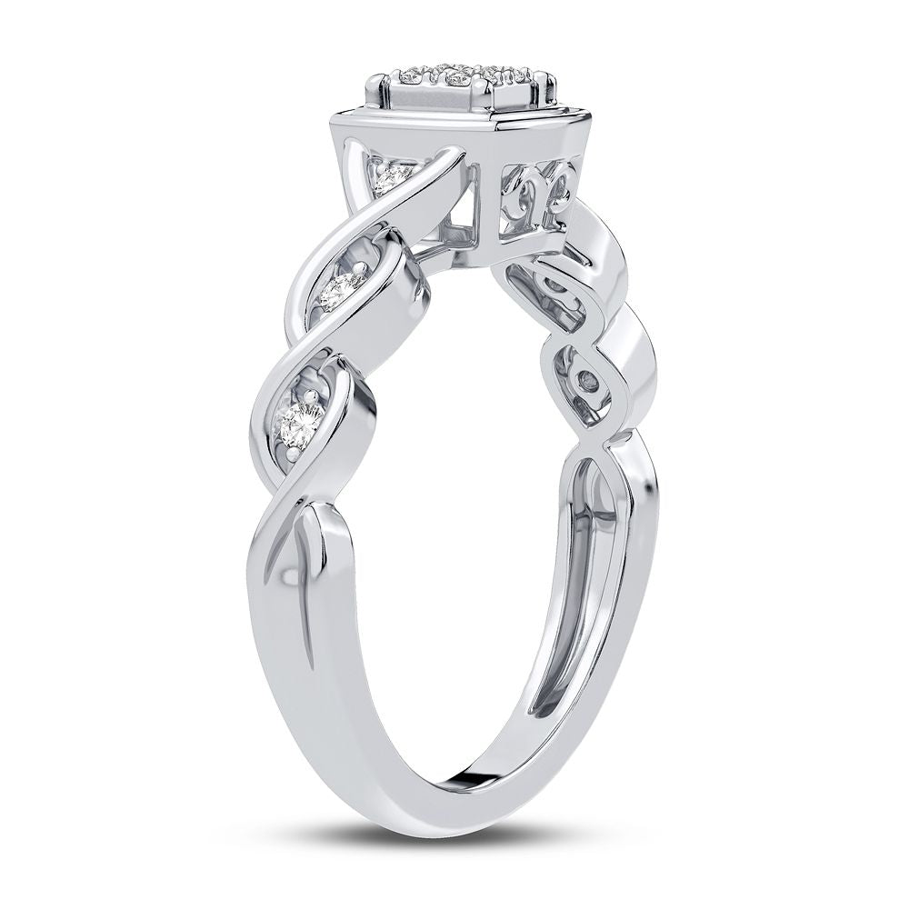 Chic 10k White Gold 0.13CT Lab Diamond Womens Fashion Ring