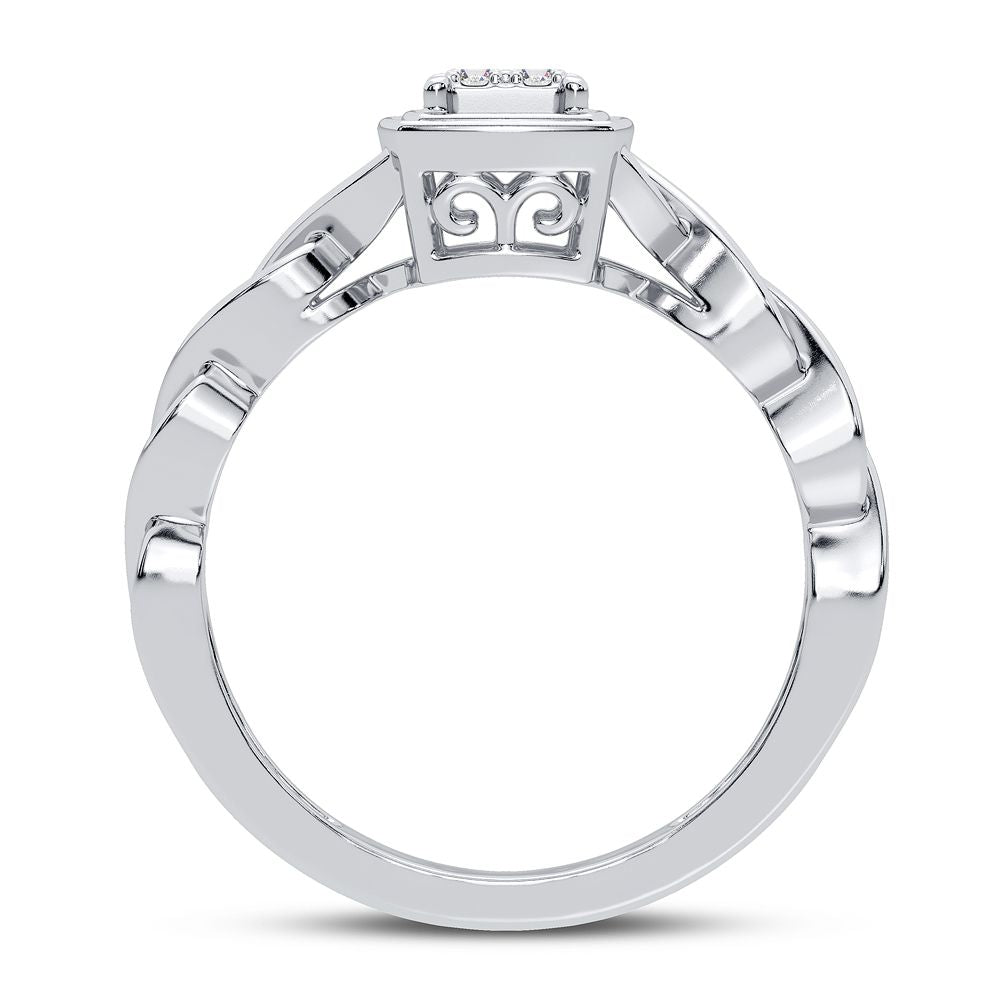 Chic 10k White Gold 0.13CT Lab Diamond Womens Fashion Ring