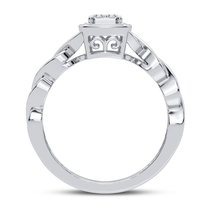 Chic 10k White Gold 0.13CT Lab Diamond Womens Fashion Ring
