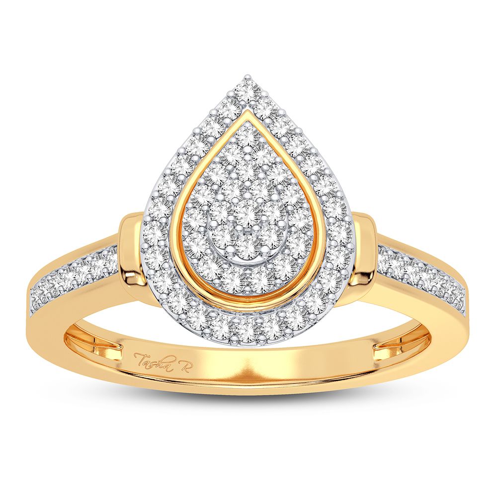 Chic 14K Yellow Gold Lab Diamond Womens Fashion Ring