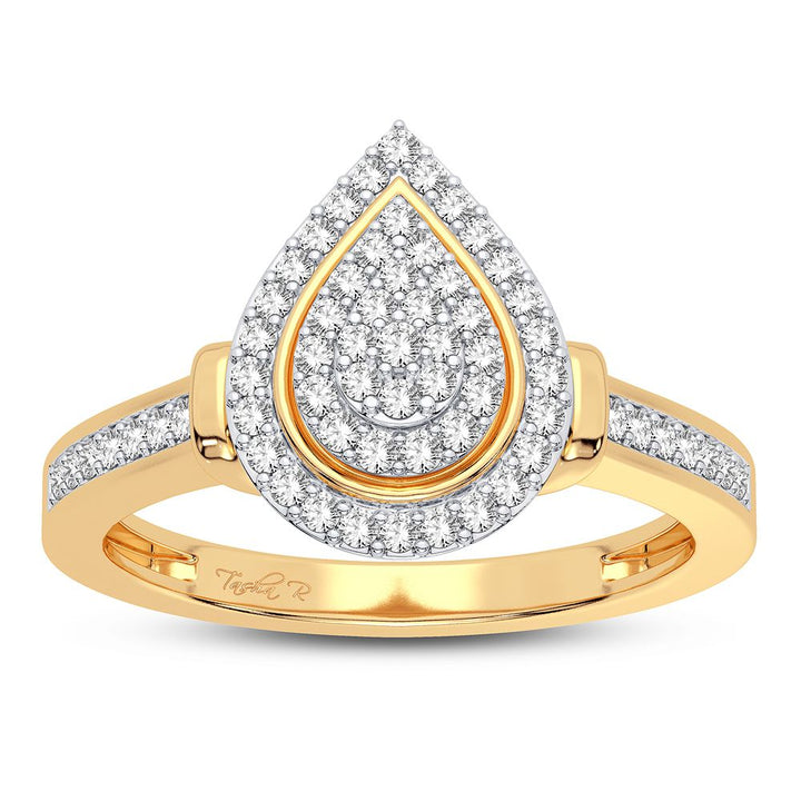 Chic 14K Yellow Gold Lab Diamond Womens Fashion Ring